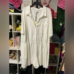 Ava & Viv White Relaxed Button-Front Jumpsuit